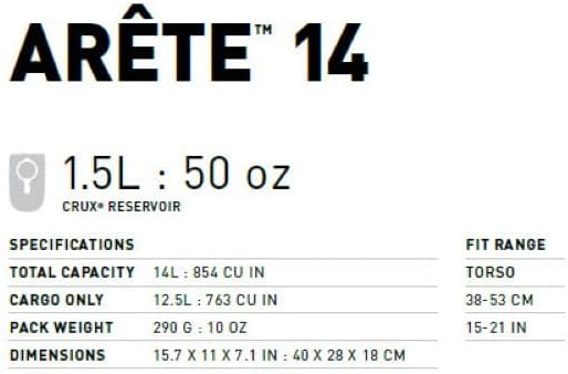 Miniatura 5 de CamelBak Mochila de hidratación Arete 14 Hike Pack Negro, 50oz