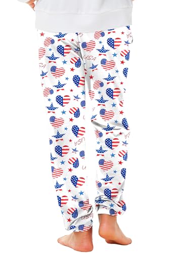 Image of Deerose 4th of July Pants American Flag Drawstring Sweatpants with Pockets 5-14 Years