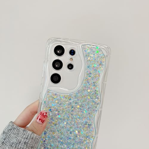 Coque Samsung S22 Plus lumineuse de luxe avec couverture paillettes bleu nuit - 4