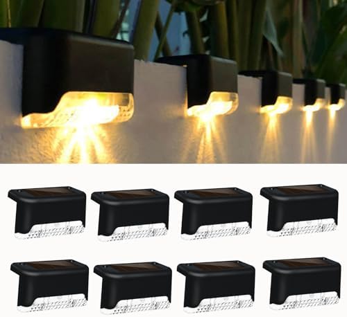 8 Pack Solar Deck Lights Outdoor, LED Solar Powered Decking Lights ...