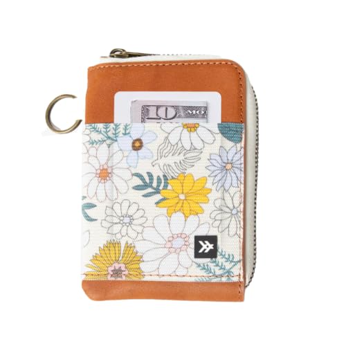 Thread Wallets RFID Blocking Leather Zip Wallet with Card Holder for Men and Women (Blossom)