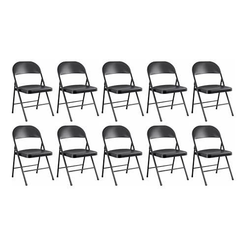 Pack 10 Sillas Negras Plegables Premium con Asiento y Respaldo Acolchado en Polipiel PU   Estructura Metálica Reforzada para Eventos, Oficina y Hogar   Diseño Ergonómico y Cómodo (78x45x45 cm)