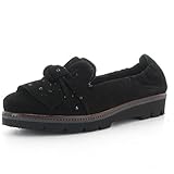 Schnürschuh MARIPE 25571-160644 Slipper mit markanter Gummisohle - Obermaterial Velourleder schwarz - Lederfutter -Made in Italy