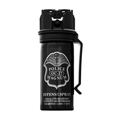POLICE MAGNUM Pepper Spray Self Defense- Max Strength- 16ft Range- Portable Law Enforcement Unit – Made in The USA – 1 Pack 2oz Flip Top