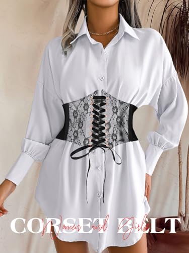 Asooll Vintage Lace Corset Belt Wide Elastic Waist Belt Party Club Prom Clothing Waist Corset for Women and Girls3