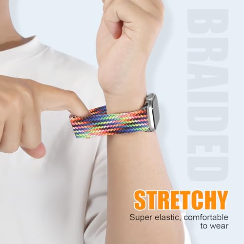 Magnetic Braided Stretchy Loop - Compatible with Apple Watch Band 42mm 46mm 40mm 41mm 44mm 45mm 38mm Ultra/2 49mm Women Men,Elastic Woven Fabric Nylon Strap for iWatch Ultra Series 10 9 8 7 6 5 4 3 SE - Image 5