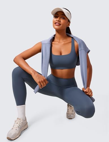 Image of CRZ YOGA Butterlift Square Neck Sports Bras | Double Lined, Light Support, Non Padded, Yoga, Buttery Soft, V-Shaped Racerback, for Women