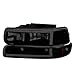 SPEC-D TUNING Black Smoke LED Bar Headlights + Bumper Lights Compatible with 1999-2002 Chevy Silverado 2000-2006 Tahoe Suburban, Left + Right Pair Headlamps Assembly