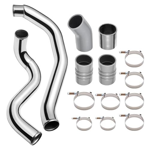 EVIL ENERGY Intercooler Piping Compatible with 2003-2007 Ford F250 F350 F450 F550 6.0L Powerstroke Aluminum Intercooler Pipe Kit Hot & Cold Side Silver