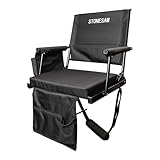 STONESAM Stadium Seat with Adjustable Back Support, bleacher Chair with armrest Cup Holders & Carry Strap (1, Black, L)