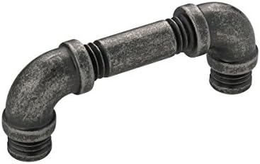 Hickory Hardware Cabinet Pull, Handles for Kitchen Cabinet Doors, Bathroom & Dresser Drawers, Pipeline Collection, 3 Inch Hole Center, 3-11/16 Inch Total Length, Black Nickel Vibed, 1 Pack