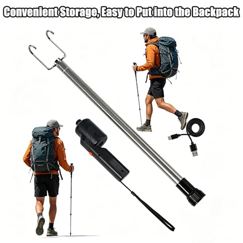 Telescoping Electric Fire Blower, Blow Poke Fireplace Tool - 2-in-1 Fire Poker & Bellows for Indoor Fireplace, Outdoor Camping, BBQ, Wood Stove & Fire Pit, Portable Collapsible Fire Starter Tool.