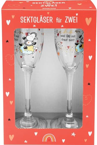 Sheepworld Sektgläser-Set Mit Welt-Motiv – 2x 20 Cl, In Geschenkbox, Perfekt Für Paare
