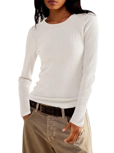 Jar of Love Long Sleeve Shirts for Women Waffle...
