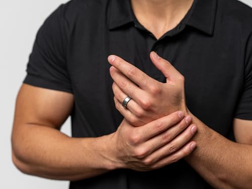 Ridge 8mm Beveled Tungsten Rings For Men - Dual Band Metal Wedding Ring & Silicone Ring, Scratch-Resistant PVD Coating, Convex No-Pinch Fit, Includes Extra Silicone Band (Platinum, 9)4