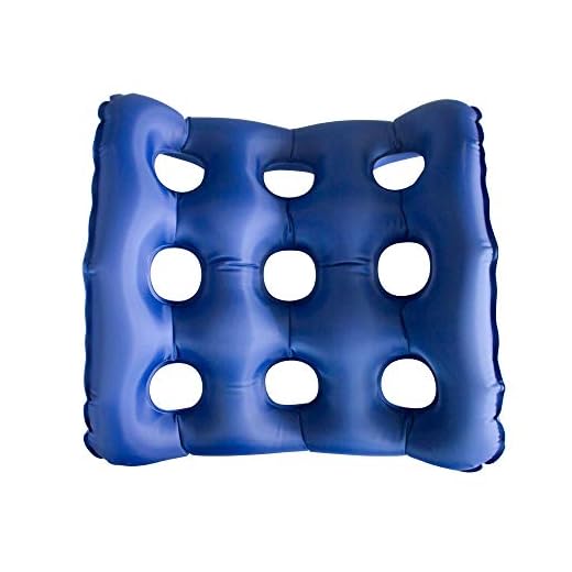 Mobiclinic, AIR-02, Orthopaedic Cushion, Inflatable Ring Cushion for Hemorrhoids, Prostate, Pregnancy, Post-Operative and Sciatica, Pain Relief Cushion, Square, with Air Pump and Hole