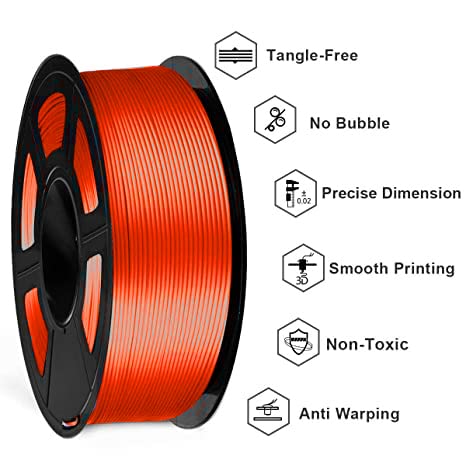 Image of FiLAMONT PLA Silk Filament 1.75mm, 3D Printer Filament, Shiny Silk 1.75 PLA Filament, 1kg(2.2Lbs) /Spool (Silk Orange)