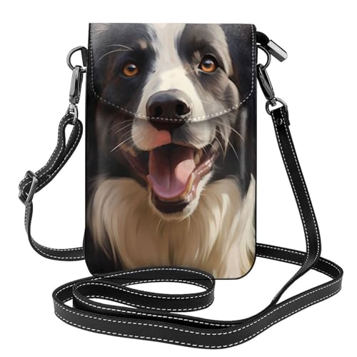 Sac pour téléphone portable Border Collie en cuir synthétique durable