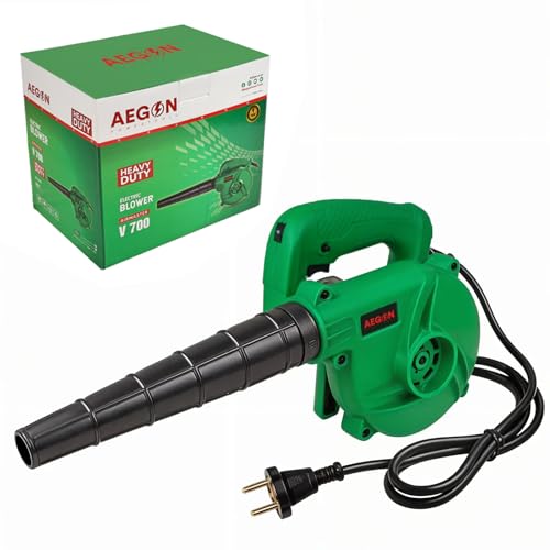 Image of AEGON V700 700W Heavy Duty Electric Air Blower with Nozzle | Variable 6-Speed Motor, 16000 RPM | 4.5 m /min High Airflow | Copper Motor | Dust Cleaner for Home, Car, Garden, Office (Green)