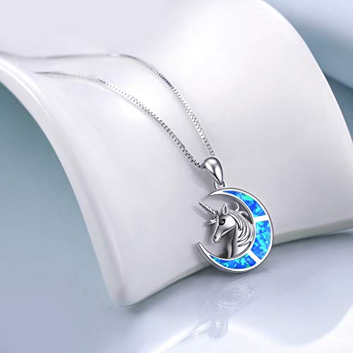 Yfn Unicorn Necklace Created Opal Pendant Jewelry 925 Sterling Silver Unicorn Gift For Women Girls (Unicorn Necklace) #TOP4