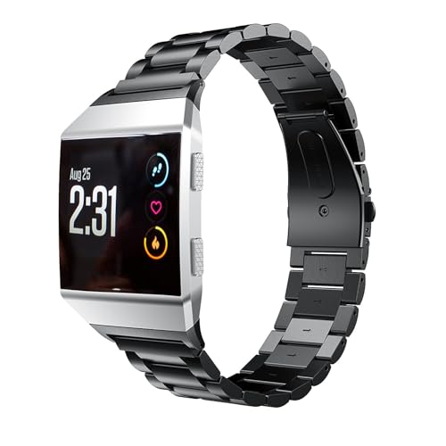Maucoray Correa de reloj compatible con Fitbit Ionic Fitness Smartwatch, pulsera de acero inoxidable, accesorios de repuesto, correa de muñeca ajustable, talla única, Acero inoxidable, No es una
