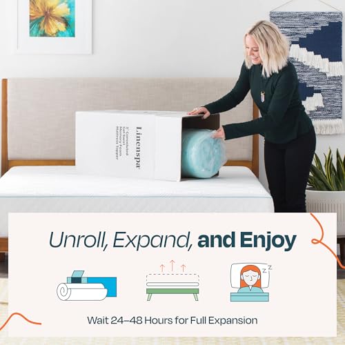 Image of Linenspa 2 Inch Gel Memory Foam Mattress Topper - Egg Crate Style, Reversible for two feels - Promotes Airflow & Relieves Pressure Points - King