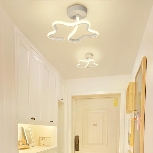 ALLOMN Plafoniera LED Moderna, Plafoniera LED Dimmerabile da Semi Incasso 20W Lampadario LED a Forma di Stella per Camera da Letto Sala da Pranzo Cucina Corridoio Ufficio, Bianco