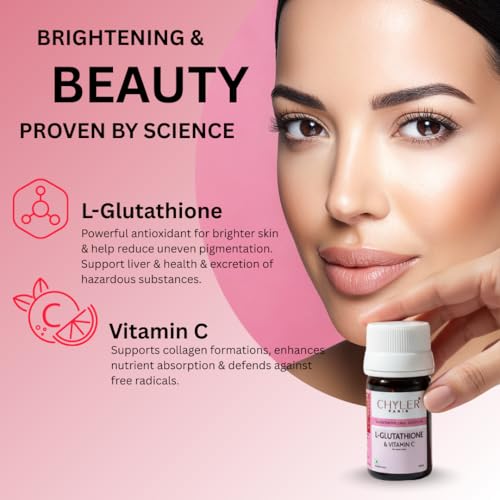 Image of L-Glutathione 500mg Nano Shot with Vitamin C 40mg | Skin Brightening & Glow Drink | Reduces Pigmentation & Dark Spots | Antioxidant Skin Support | 4 x 10ml