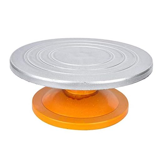 FILFEEL Ceramics Turntable, 12in Round Sculpting Wheel Silver Model-Making Turntable Portable Ceramics Pottery Tool for Working in Ceramics Pottery Floral Arranging Model-Making and Clay Design