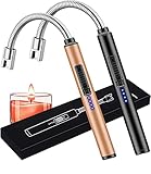 Candle Lighter 2 Pack, Long Electric USB Rechargeable Windproof Lighter Camping Lighter Grill Lighter for Party Candles Cooking BBQ Fireworks