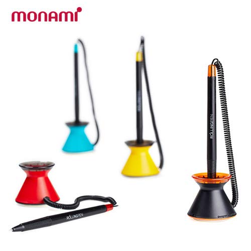 Monami “Rolling Pen” 0.7 Mm Stand Type Spring Joint Pen With Adhesive Tape. (4 Colors, 4 Pack) #TOP1