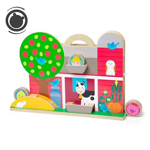 Image of Melissa & Doug GO Tots Wooden Barnyard Tumble with 4 Disks - FSC Certified