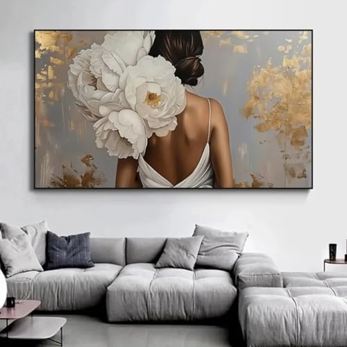 Femme en robe avec des fleurs : une œuvre poétique pour sublimer votre foyer