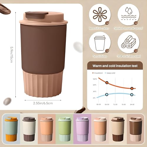 Image of Motka 380ml Stainless Steel Vacuum Insulated Tumbler | Double Wall Travel Mug with Lid | Leakproof Coffee Cup for Hot & Cold Drinks | Portable Sipper |Thermos Flask Outdoor Car & Office (Ivory White)