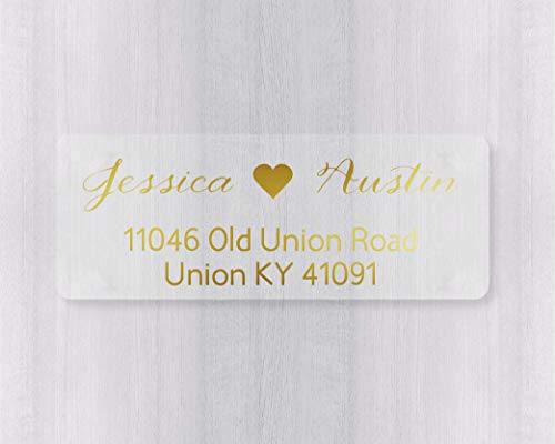 60ct - Gold or Color Foil Wedding Invitation Return Address Labels, Clear  Transparent Return Address Stickers (#338-CF)