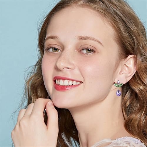 coadipress Crystal Dangle Earrings for Women Cluster Leaf Art Rhinestone Earrings Sparkly Colourful Rhinestone Stud Earrings Dainty Green Leaf Crystal Dangle Earrings Wedding Party Jewelry Gift3