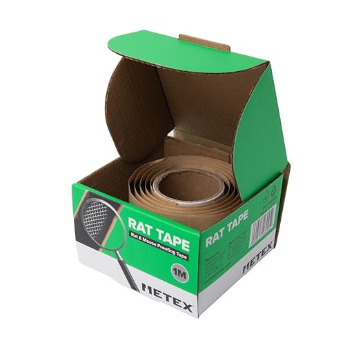 Metex RatTape Rat & Mouse Pest Proofing Tape - 1 Metre Roll With Stainless Steel Mesh Inside. Chew Proof, Creates A Waterproof, Sealed Surface Over Cracks & Holes.