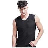 LAOSU Tanktop, Herren, Körper-Trikot, Schwitzen, Sommer, atmungsaktiv, Ice Silk, T-Shirt, Sleeveless, Soft Fitness, V-Ausschnitt, elegant, ohne Ärmel, 2 - Schwarz, 56