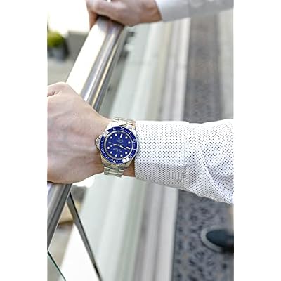 OceanevaTM Men's Deep Marine Explorer II 1250M Pro Diver Watch Blue - Swiss Made Sellita SW200-1 Automatic Movement Stainless Steel Bracelet