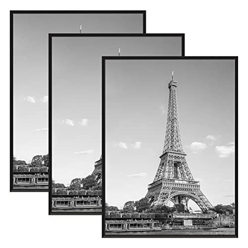 Upsimples 18X24 Frame Black 3 Pack, Poster Frames 18 X 24 For Horizontal Or Vertical Wall Mounting, Scratch-Proof Wall Gallery Photo Frame #TOP27