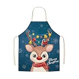 Material: Lino Delantal repelente creativo de calabaza de girasol antiincrustante de , delantal de Navidad de lino para el , delantal de cocina, y Bar Delantal Lunares Niña (B, One Size)