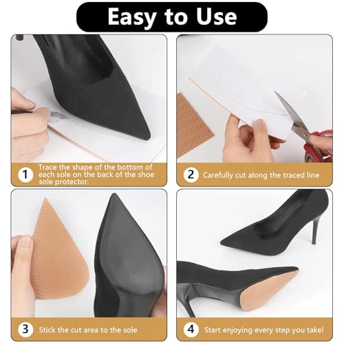 Image of Lonfliness 18 Pack Shoe Sole Protector - Self-Adhesive Anti-Slip Grips for High Heels & Boots | Shoes Non-Slip Bottom Covers for Women (6 x 4 inches, Yellow)