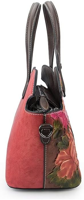 Floral Genuine Leather Women Purse Handbag Vintage Cowhide Tote Bag Ladies Shopping Shoulder Bag Crossbody Bag - Image 7