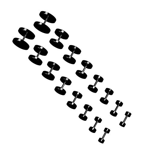 JZZJ Black Stud Earrings Pendientes de Acero Inoxidable para Hombres Paquete de 1 a 8 Pares Tapones para perforación de??