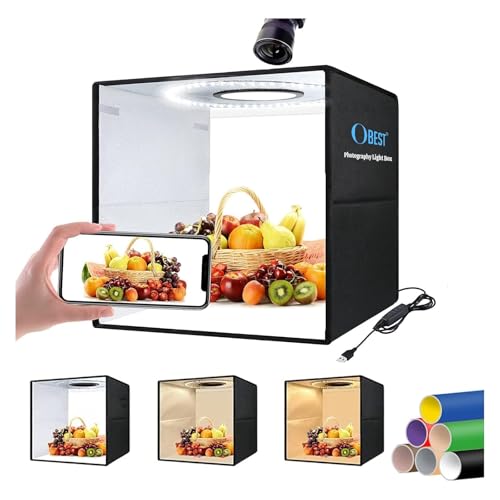 OBEST 40cm Scatola di Luce da Studio, Portatile, Pieghevole, con Molteplici Angoli, Luci Led Di...