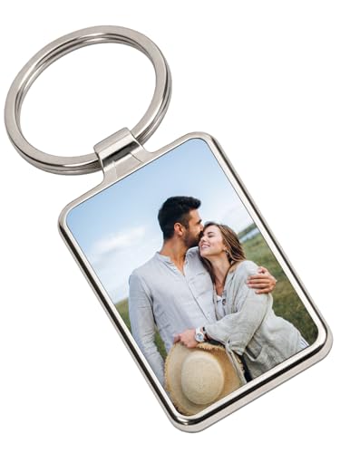 LASERO' Portachiavi Personalizzato con Foto in Metallo – Portachiavi con Foto Personalizzata 3x7,5 cm - Stampa Sublimatica – Idee Regalo per Lui e per Lei, Fidanzati, Anniversario