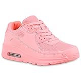 stiefelparadies Damen Sport Lack Sneakers Schnürer Sneaker Low Lauf Runners Neon Leder-Optik CamouflageGlitzer Schuhe 133182 Hellpink 38 Flandell