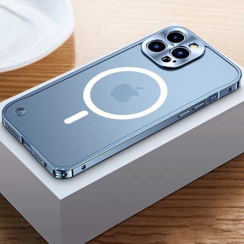 Coque en métal iPhone 14 Plus pour éviter les bris d'écran avec cadre magnétique
