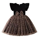 NNJXD Little Girl Casual Leopard Printed Tulle Dress Toddler Girls Kids Clothes 2129 Black Size(6Y) 5-6 Years