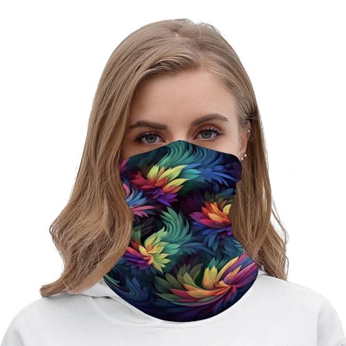 Pasamontañas elástico con diseño floral colorido para clima frío, bufanda cuello, bandana a prueba de viento para hombres y mujeres, ideal para motocicleta, ciclismo, esquí y fiestas miniatura 5